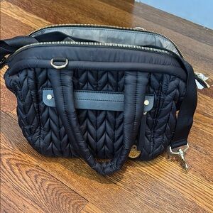 Black Quilted Diaper Shoulder Bag